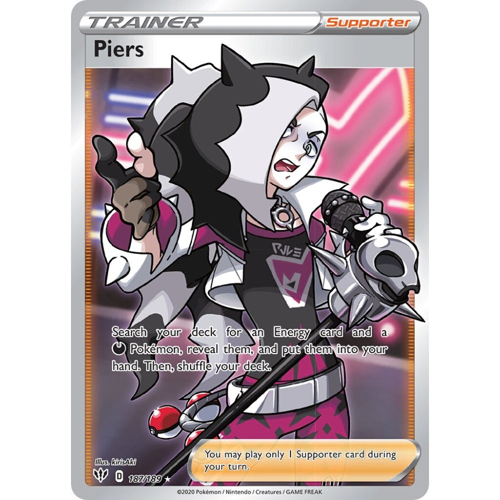 Piers Rare Ultra 187/189 Pokemon Card Game Darkness Ablaze