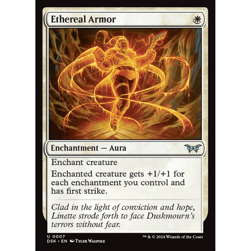 Ethereal Armor, 7, uncommon, Magic: The Gathering, Duskmourn: House of Horror