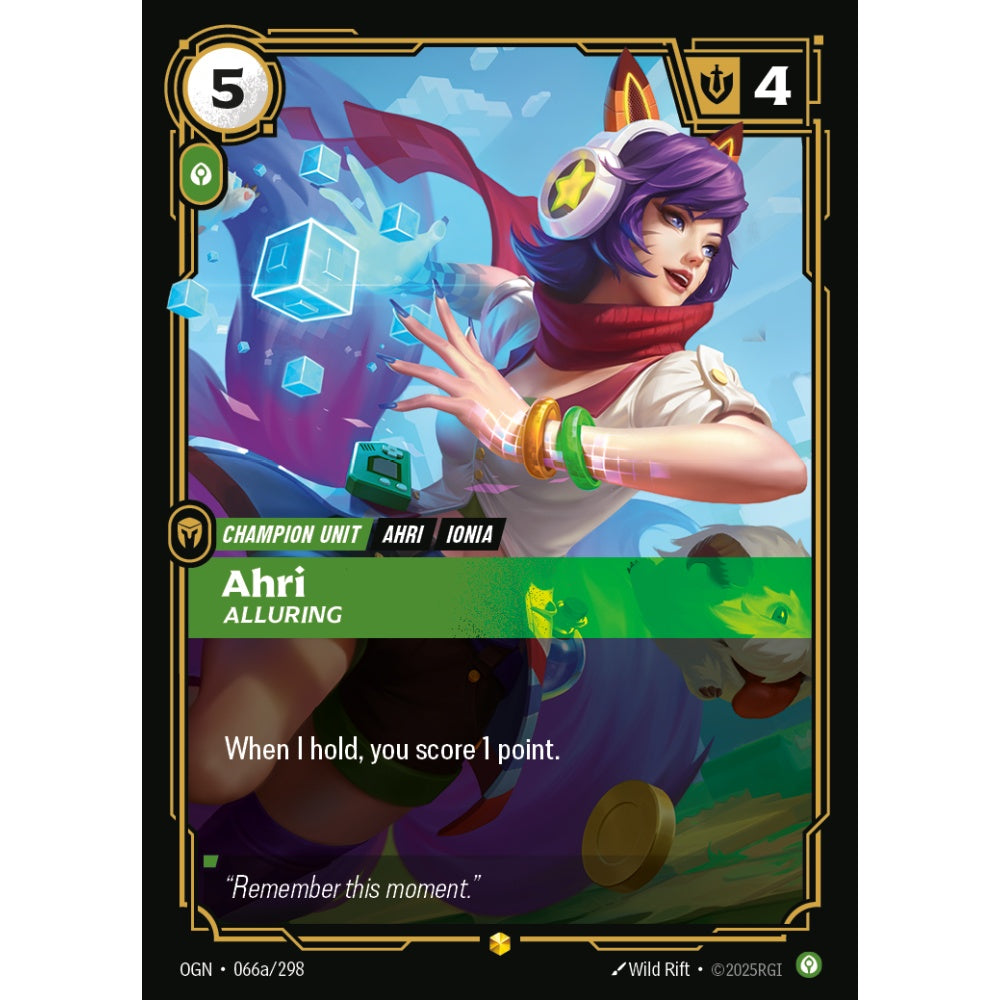 Ahri, Alluring OGN-066a/298 Riftbound Card Game Origins Showcase
