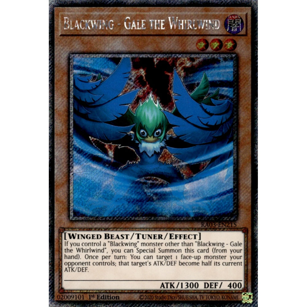 Blackwing - Gale the Whirlwind RA03-EN215 QCR Quarter Century Secret Rare Yu-Gi-Oh Quarter Century Bonanza in Art