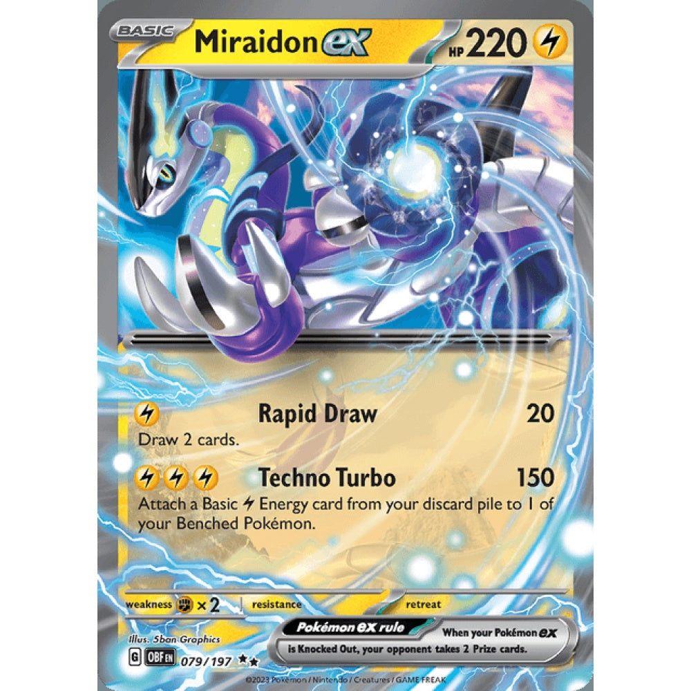 Miraidon ex Double Rare 079/197 Pokemon Card Game Obsidian Flames