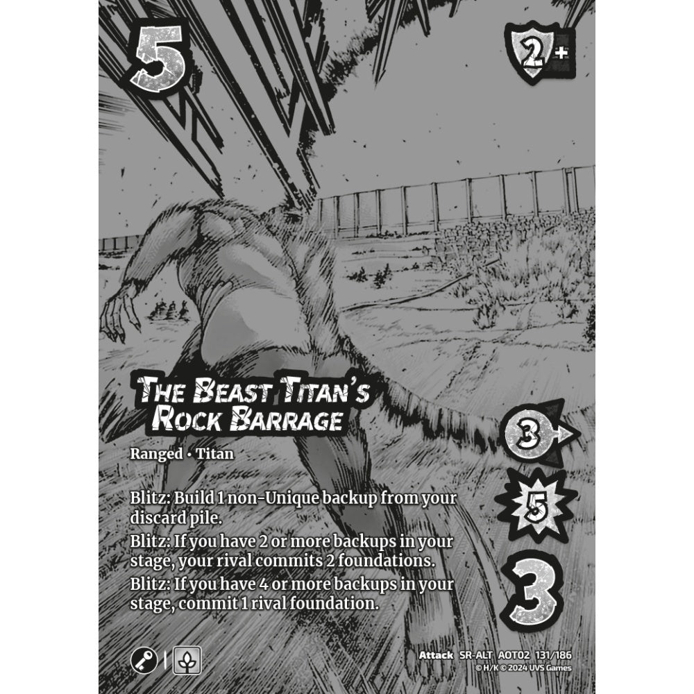 The Beast Titan's Rock Barrage, 131/186, AOT02, Universus, Attack on Titan: Origins of Power, Attack, SR-ALT