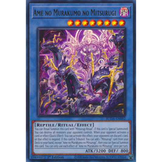 Ame no Murakumo no Mitsurugi SUDA-EN092 QCR Quarter Century Secret Rare Yu-Gi-Oh Supreme Darkness in Art