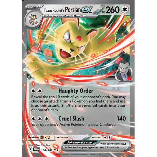 Team Rocket's Persian ex Double Rare 150/182 Pokemon Card Game Destined Rivals