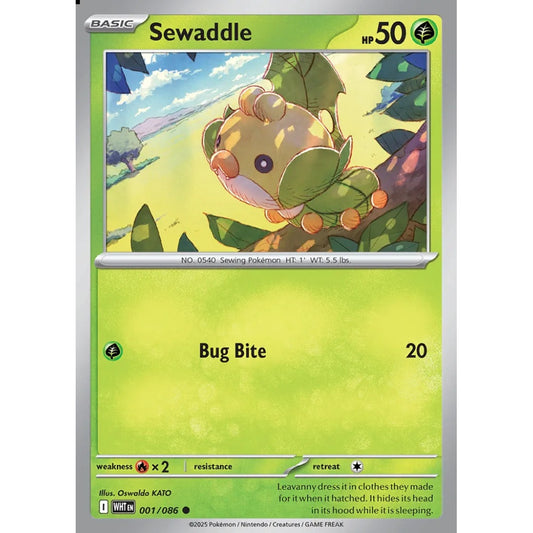 Sewaddle Common 001/086 Pokemon Card Game White Flare