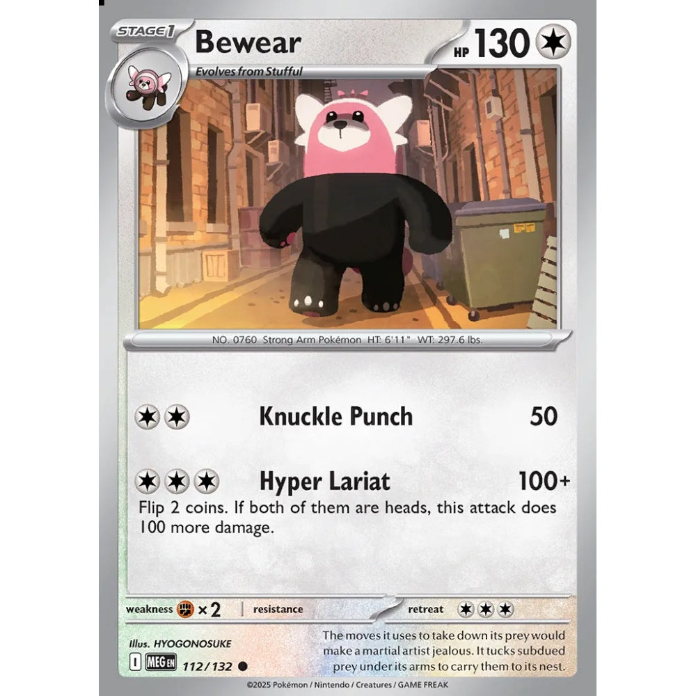 Bewear Common 112/132 Pokemon Card Game Mega Evolution