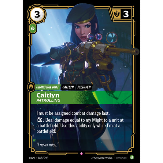 Caitlyn, Patrolling OGN-068/298 Riftbound Card Game Origins Rare