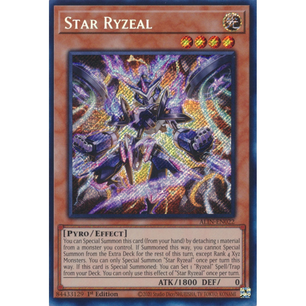Star Ryzeal ALIN-EN022 QCR Quarter Century Secret Rare Yu-Gi-Oh Alliance Insight in Art
