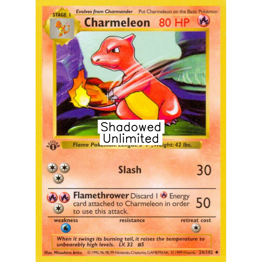 Charmeleon Uncommon 24/102 Pokemon Card Game Base Set