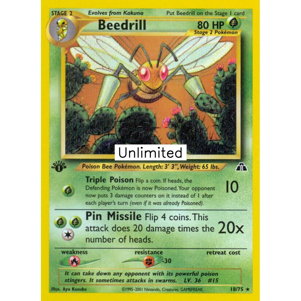Beedrill Rare 18/75 Pokemon Card Game Neo Discovery