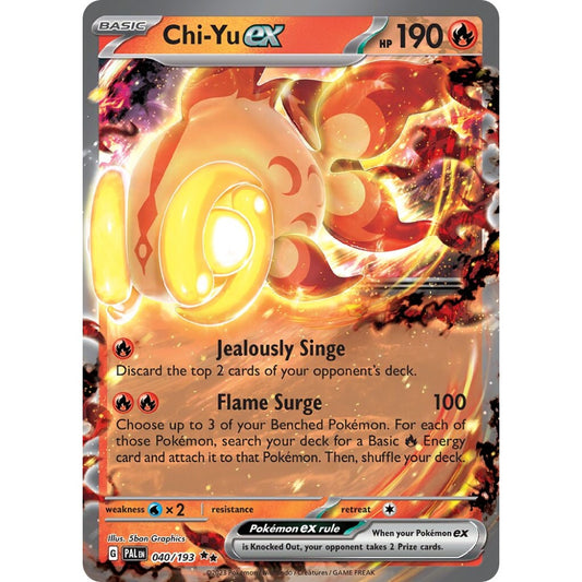 Chi-Yu ex Double Rare 040/193 Pokemon Card Game Paldea Evolved
