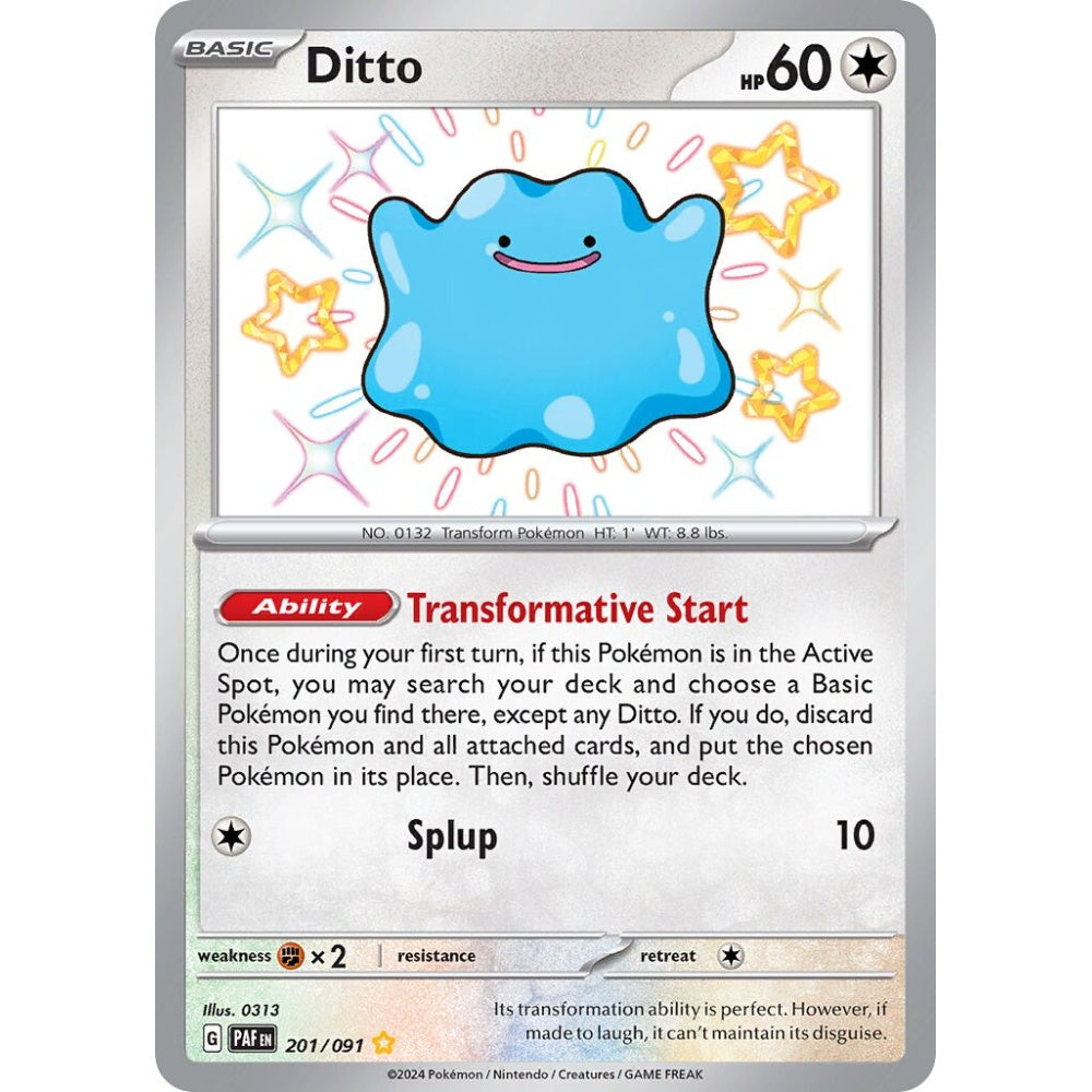 Ditto Shiny Rare 201/091 Pokemon Card Game Paldean Fates
