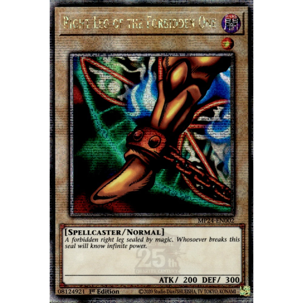 Right Leg of the Forbidden One MP24-EN002 QCR Quarter Century Secret Rare Yu-Gi-Oh 25th Anniversary Tin: Dueling Mirrors in Art