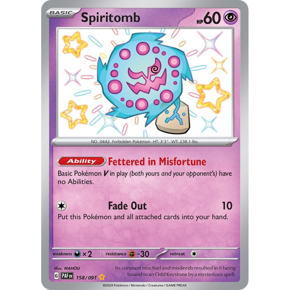 Spiritomb Shiny Rare 158/091 Pokemon Card Game Paldean Fates
