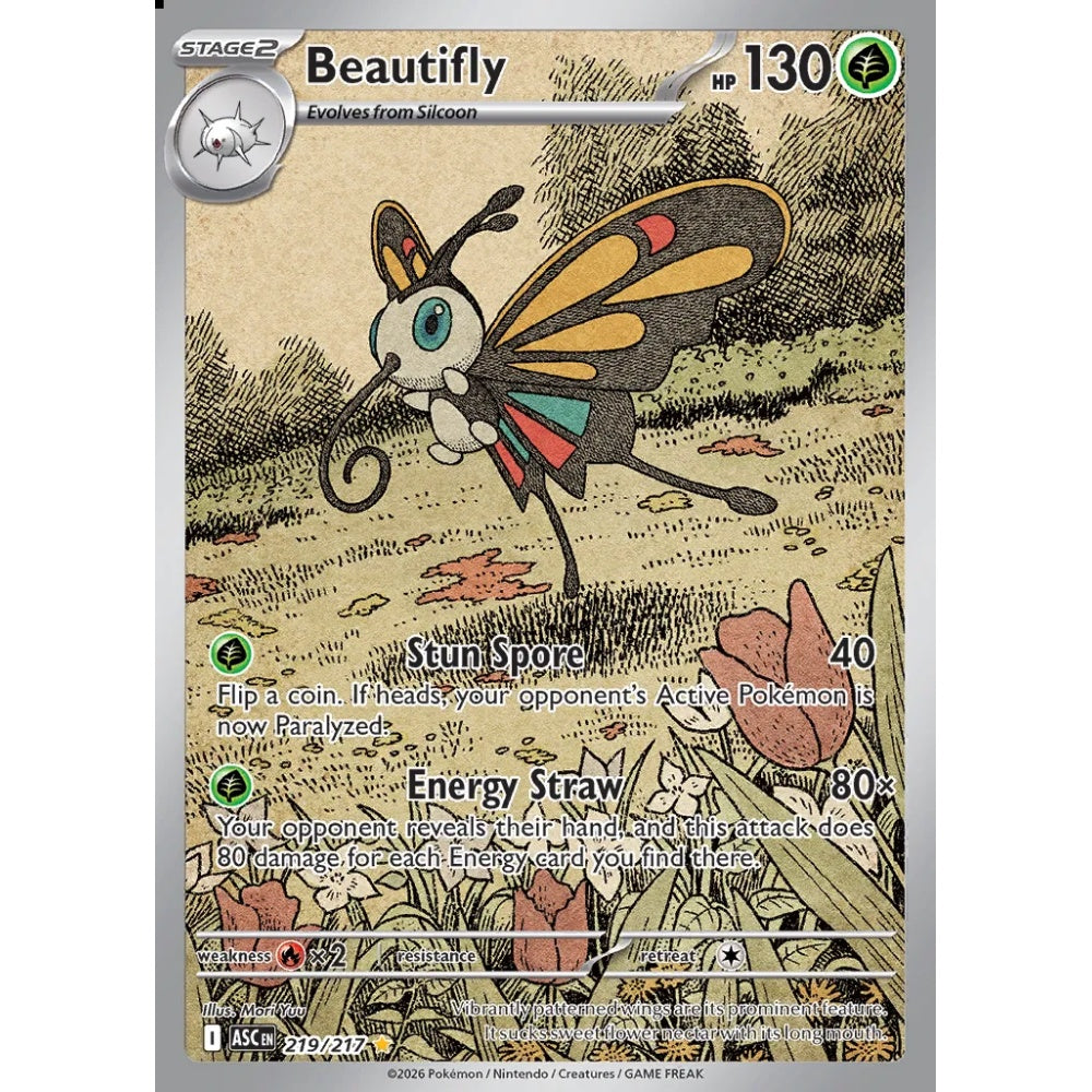 Beautifly Illustration Rare 219/217 Pokemon Card Game Ascended Heroes