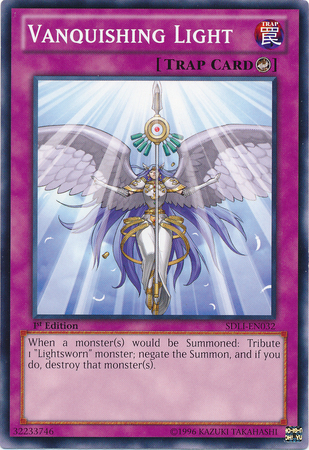 Vanquishing Light LODT-EN089 Super Super Rare Yu-Gi-Oh Light of Destruction in Art