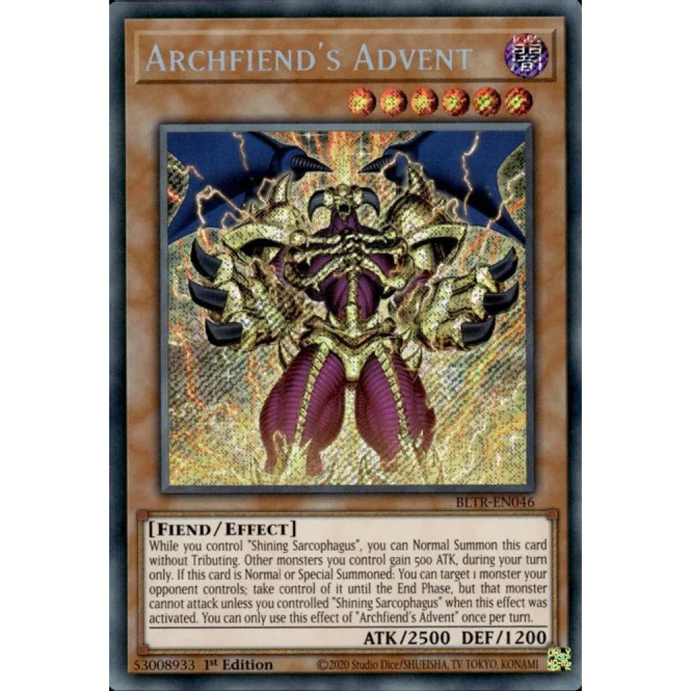 Archfiend's Advent, BLTR-EN046, Secret Rare, Yu-Gi-Oh!, Battles of Legend: Terminal Revenge