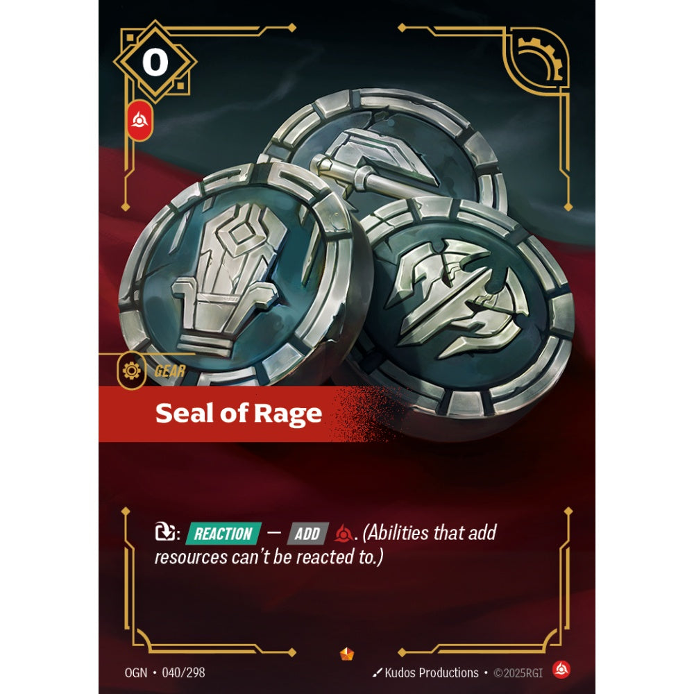 Seal of Rage OGN-040/298 Riftbound Card Game Origins Epic