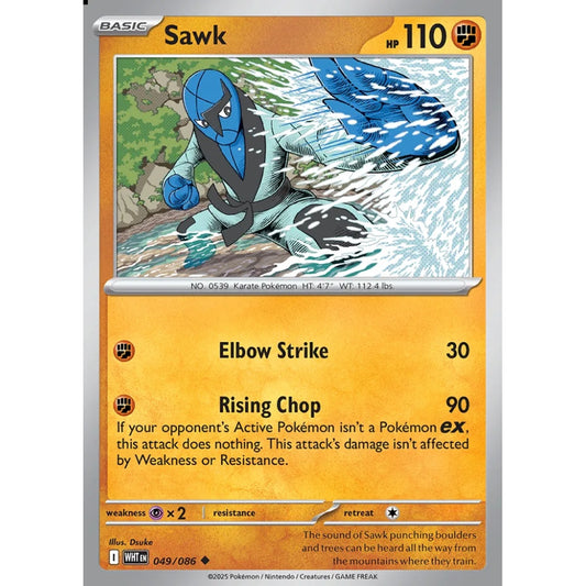 Sawk Uncommon 049/086 Pokemon Card Game White Flare