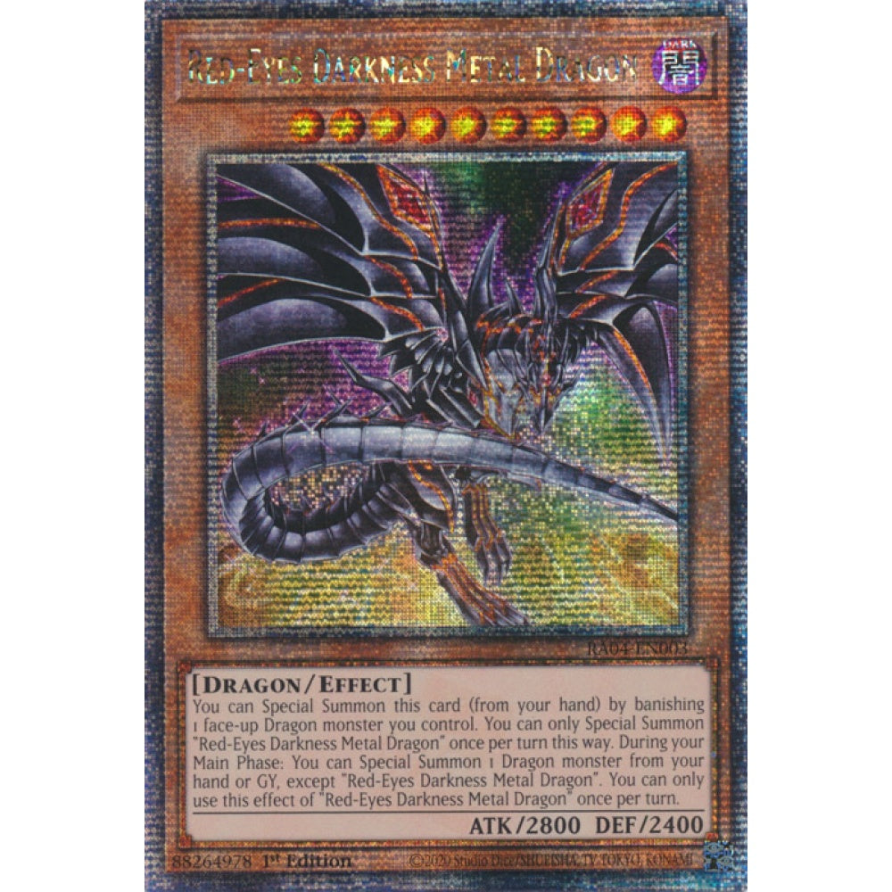 Red-Eyes Darkness Metal Dragon RA04-EN003 QCR Quarter Century Secret Rare Yu-Gi-Oh Quarter Century Stampede in Alt-Art Art