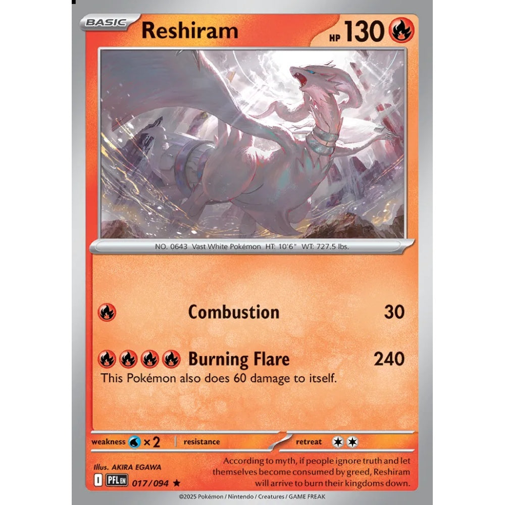Reshiram Rare 017/094 Pokemon Card Game Phantasmal Flames