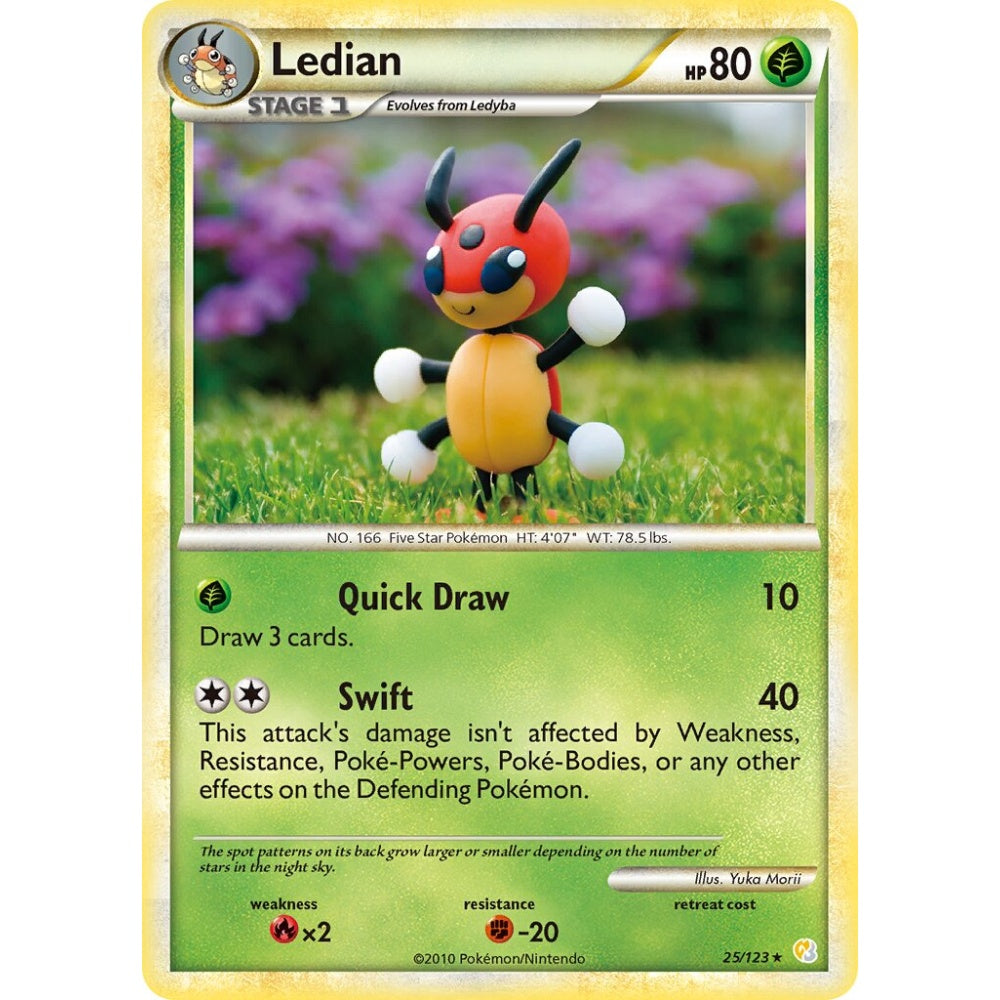 Ledian Rare 25/123 Pokemon Card Game HeartGold & SoulSilver