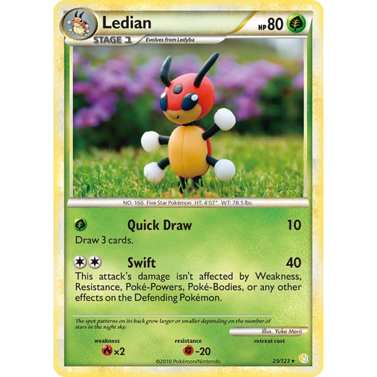 Ledian Rare 25/123 Pokemon Card Game HeartGold & SoulSilver