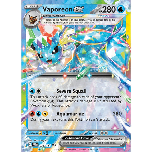 Vaporeon ex Double Rare 023/131 Pokemon Card Game Prismatic Evolutions