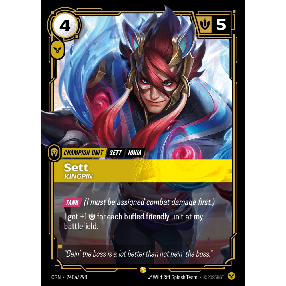 Sett, Kingpin OGN-240a/298 Riftbound Card Game Origins Showcase