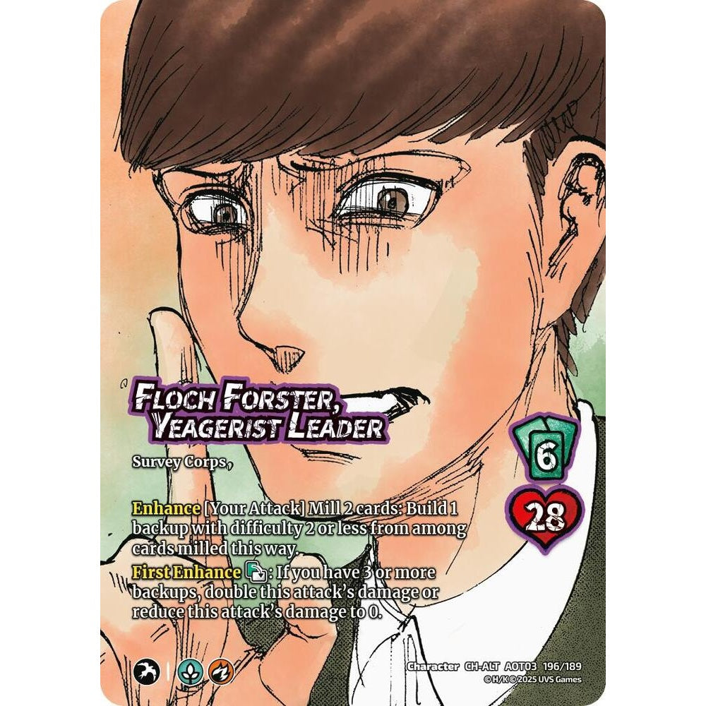 Floch Forster, Yeagerist Leader 196/189 AOT03 Universus Attack on Titan: Apocalypse Character CH-ALT