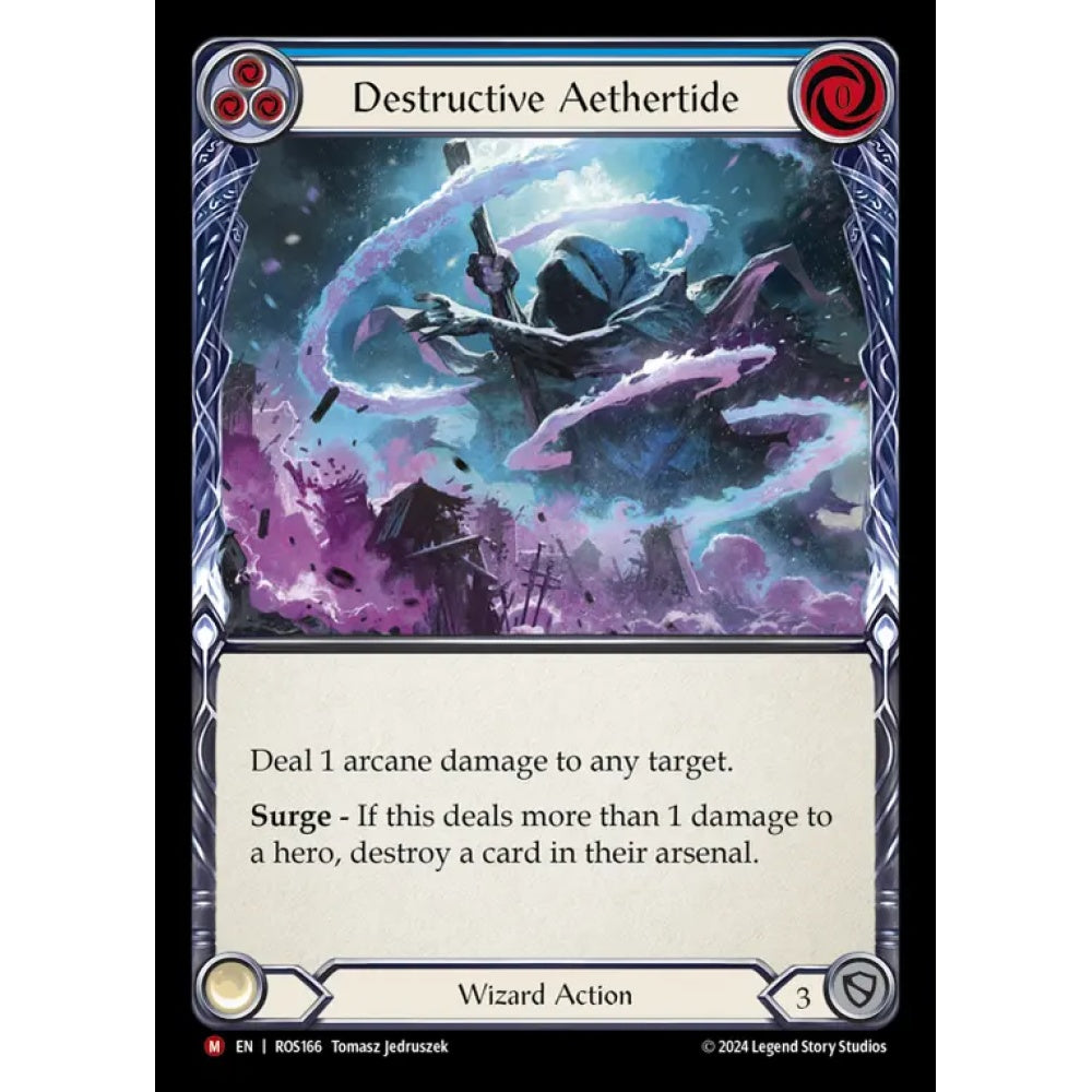 Destructive Aethertide ROS166-RF Majestic Flesh & Blood Trading Card Game Rosetta in Rainbow Foil Art