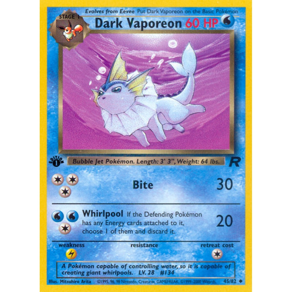 Dark Vaporeon Uncommon 45/82 Pokemon Card Game Team Rocket