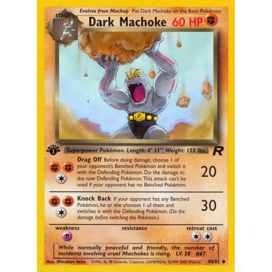 Dark Machoke Uncommon 40/82 Pokemon Card Game Team Rocket