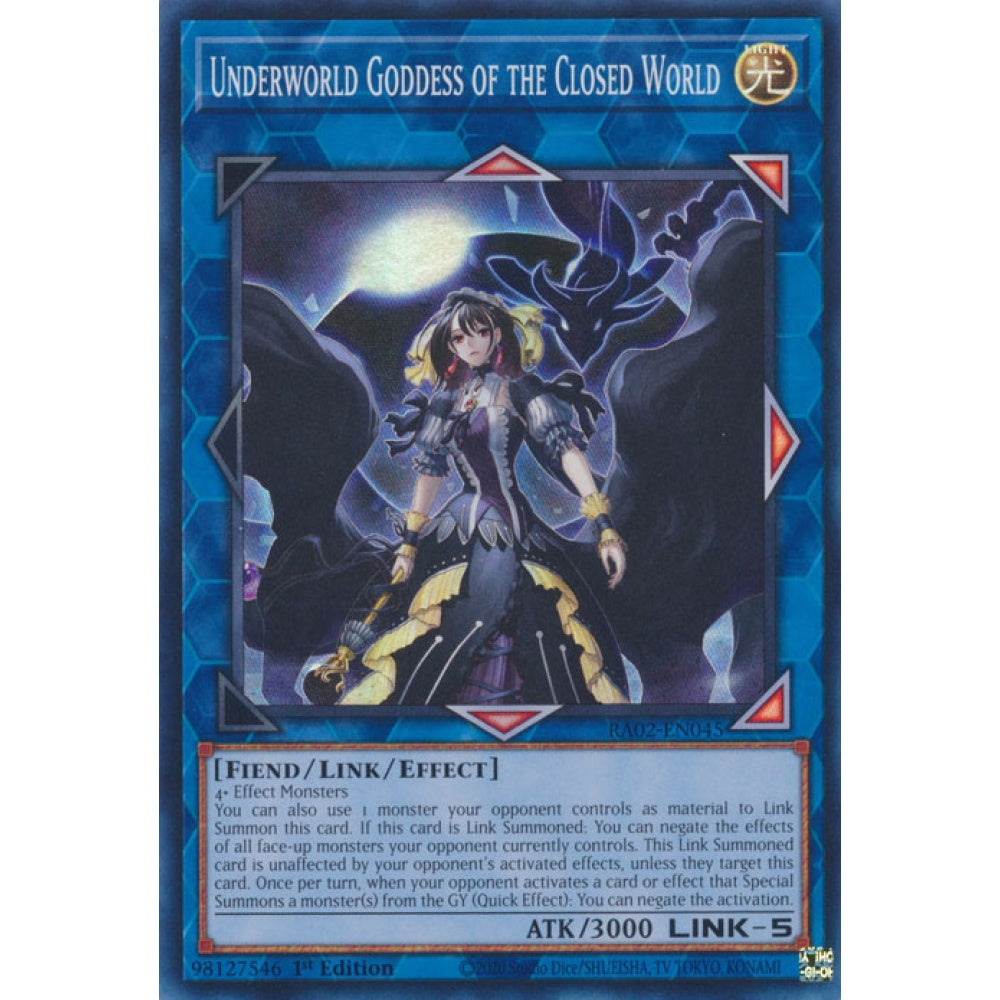 Underworld Goddess of the Closed World RA02-EN045 QCR Quarter Century Secret Rare Yu-Gi-Oh 25th Anniversary Rarity Collection II in Art