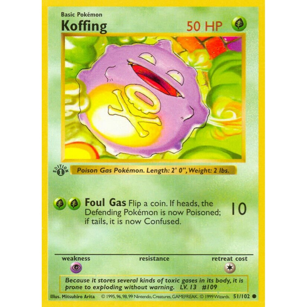 Koffing Common 51/102 Pokemon Card Game Base Set