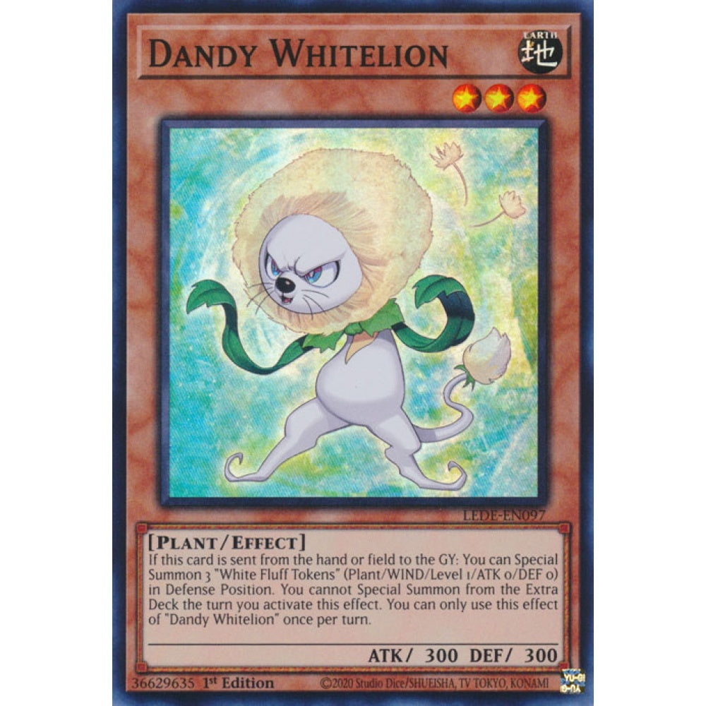 Dandy Whitelion LEDE-EN097 Super Super Rare Yu-Gi-Oh Legacy of Destruction in Art