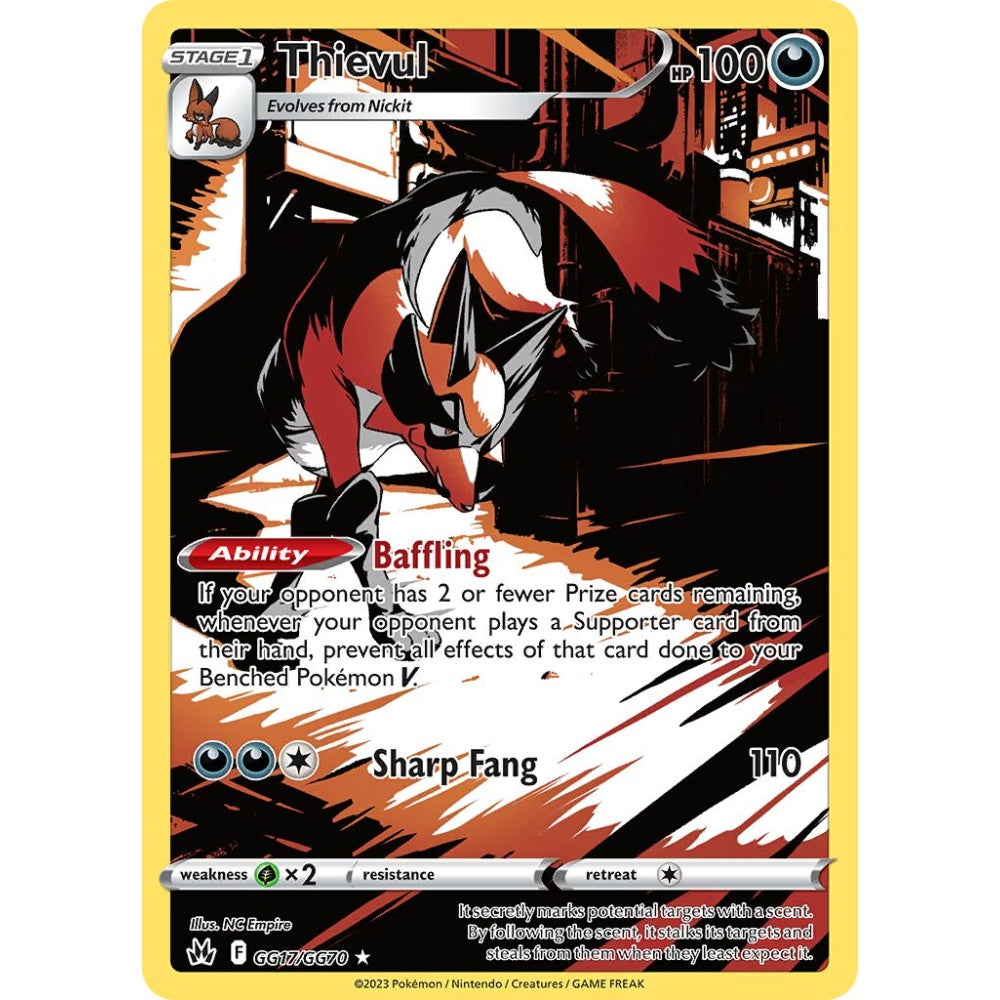 Thievul Rare Holo GG17/GG70 Pokemon Card Game Crown Zenith