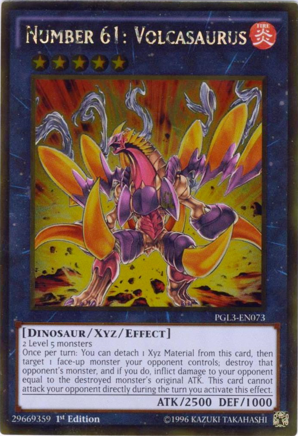 Number 61: Volcasaurus JUSH-EN043 Rare Rare Yu-Gi-Oh Justice Hunters in Art
