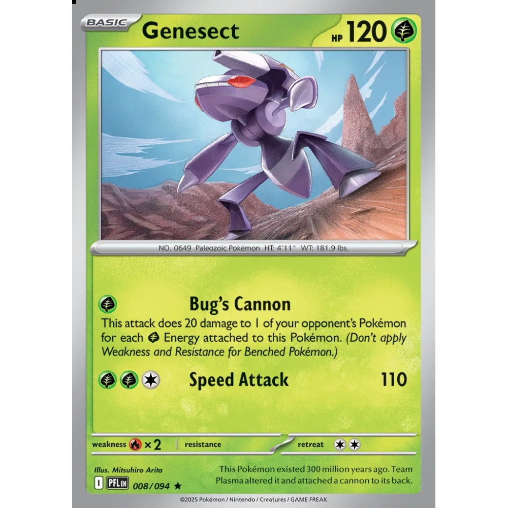 Genesect Rare 008/094 Pokemon Card Game Phantasmal Flames