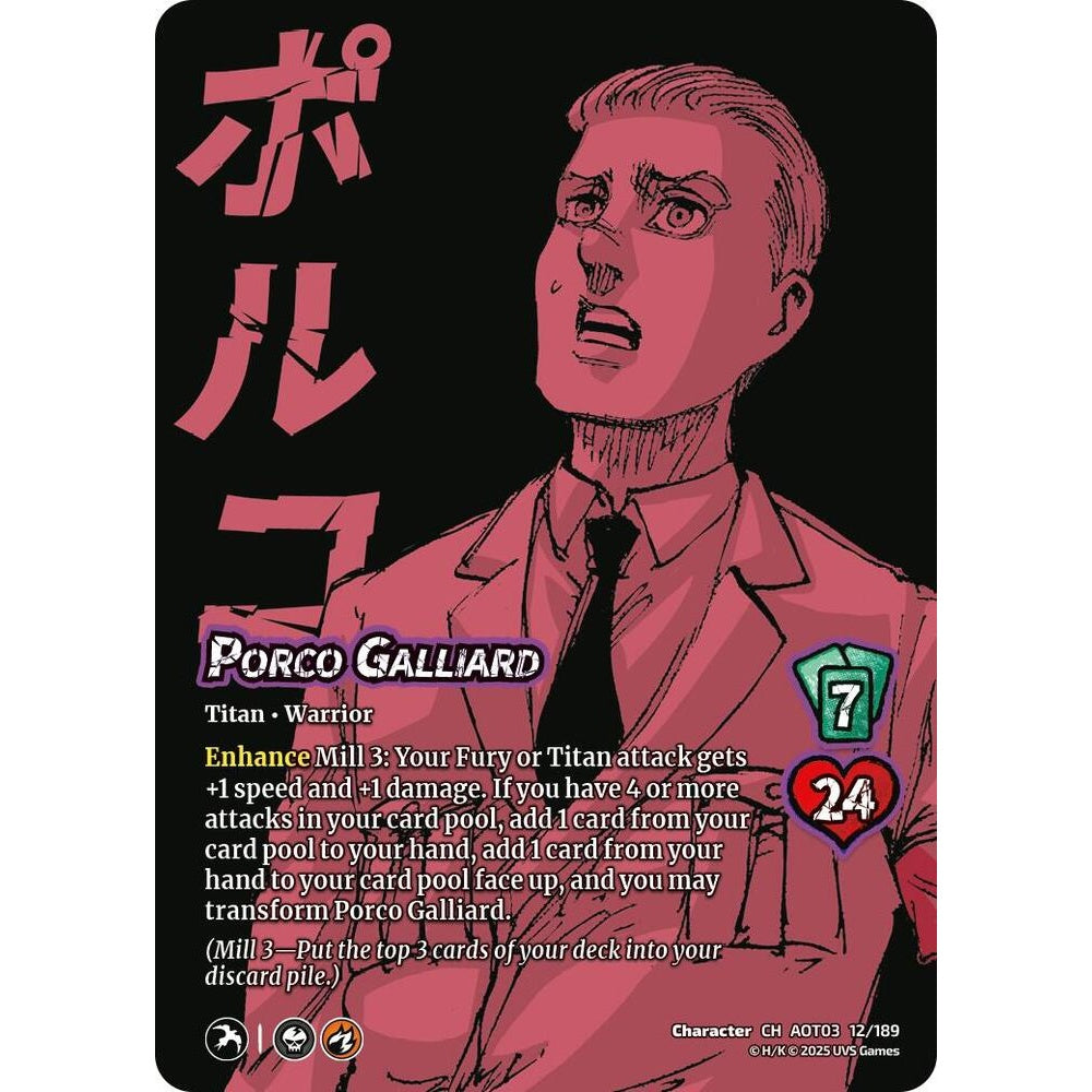 Porco Galliard // Jaw Titan, Crushing Biter 12/189 AOT03 Universus Attack on Titan: Apocalypse Character CH