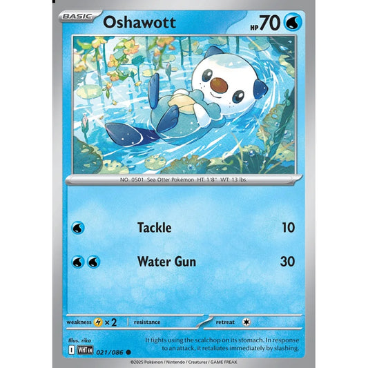 Oshawott Common 021/086 Pokemon Card Game White Flare