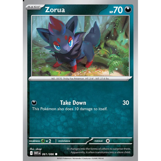 Zorua Common 061/086 Pokemon Card Game White Flare