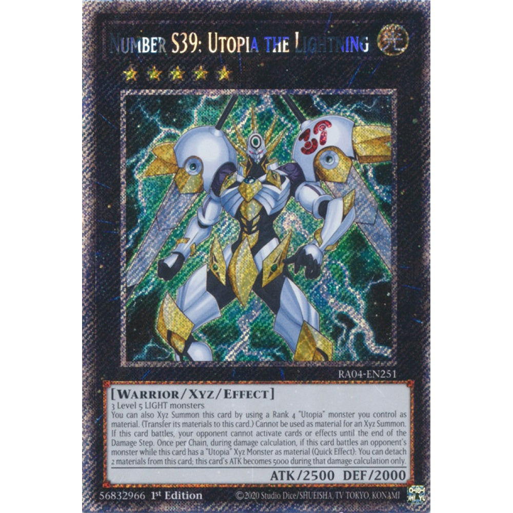 Number S39: Utopia the Lightning RA04-EN251 QCR Quarter Century Secret Rare Yu-Gi-Oh Quarter Century Stampede in Art