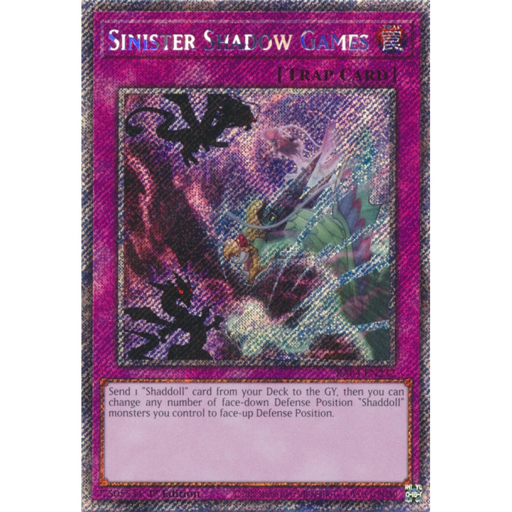 Sinister Shadow Games RA04-EN232 Platinum Platinum Secret Rare Yu-Gi-Oh Quarter Century Stampede in Art