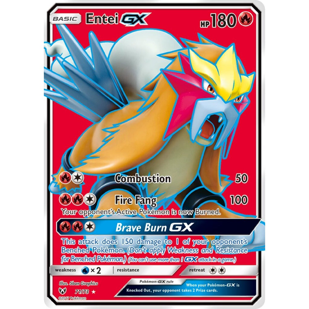 Entei-GX Rare Ultra 71/73 Pokemon Card Game Shining Legends