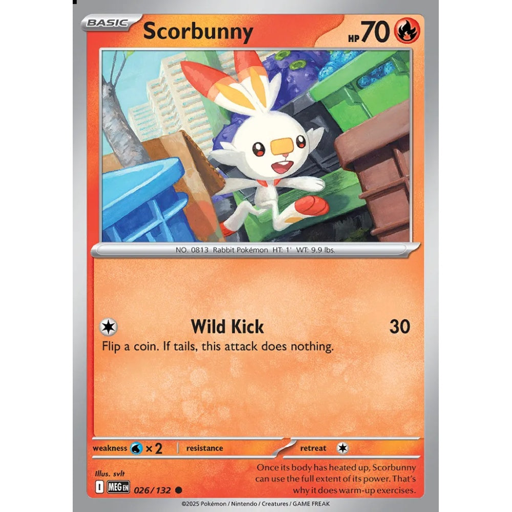 Scorbunny Common 026/132 Pokemon Card Game Mega Evolution