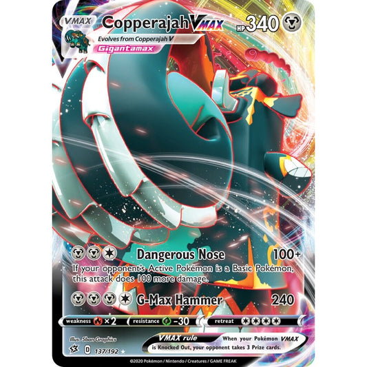 Copperajah VMAX Holo Rare VMAX 137/192 Pokemon Card Game Rebel Clash