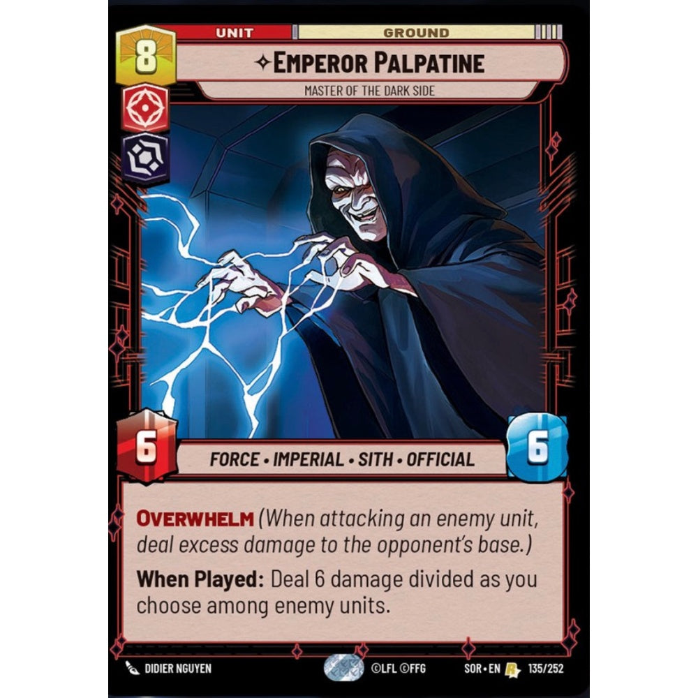 Emperor Palpatine, 135, R, Star Wars Unlimited, Sparks Of Rebellion