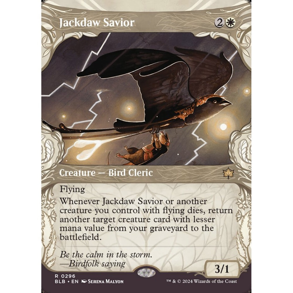 Jackdaw Savior, 296, rare, Magic: The Gathering, Bloomburrow