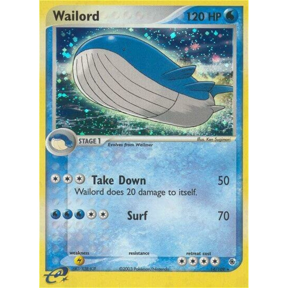 Wailord Rare Holo 14/109 Pokemon Card Game EX Ruby & Sapphire